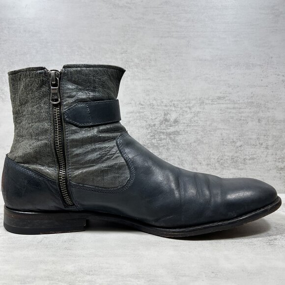 John Varvatos Star USA Leather Zip Ankle Boots - Men's Size 11 - Gray - Picture 2 of 10